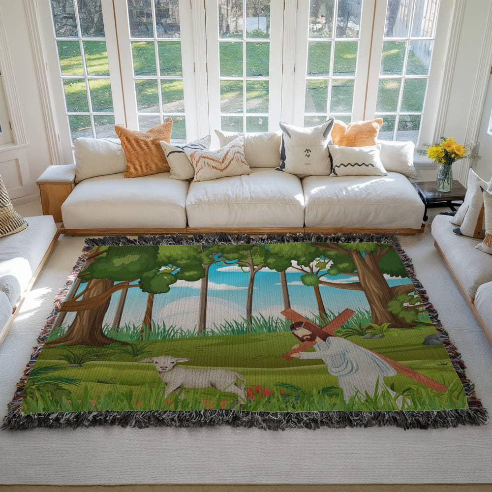 JESUS & HIS LAMB - WOVEN HEIRLOOM BLANKET