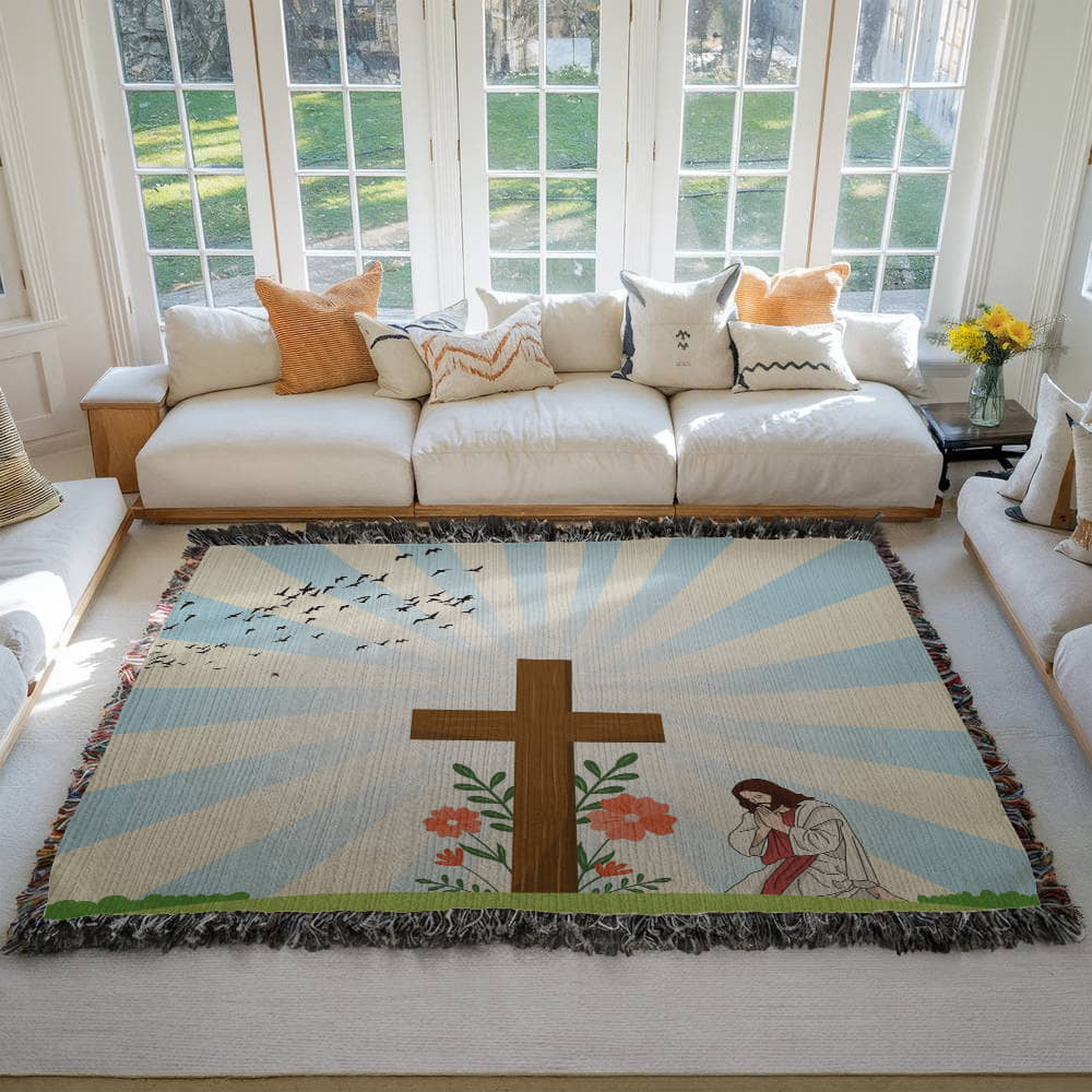 JESUS PRAYING - WOVEN HEIRLOOM BLANKET