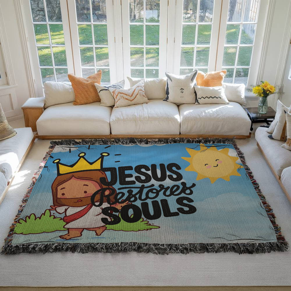 JESUS RESTORES SOULS - WOVEN HEIRLOOM BLANKET