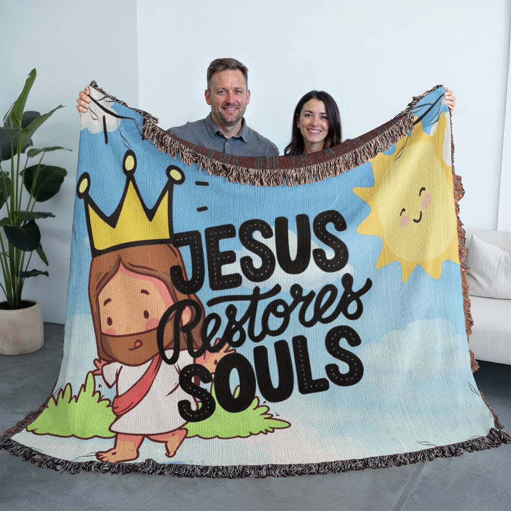 JESUS RESTORES SOULS - WOVEN HEIRLOOM BLANKET