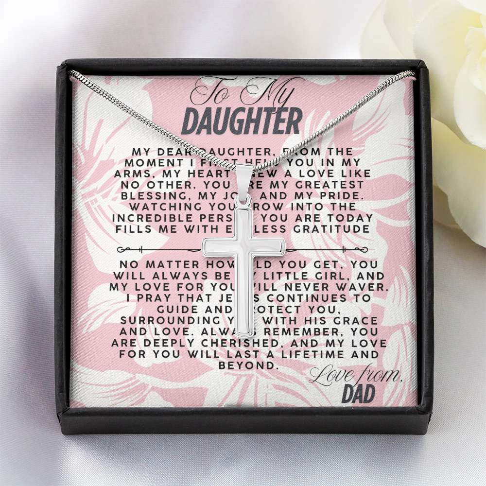 TO MY DAUGHTER - LOVE FROM DAD - CROSS NECKLACE GIFT SET