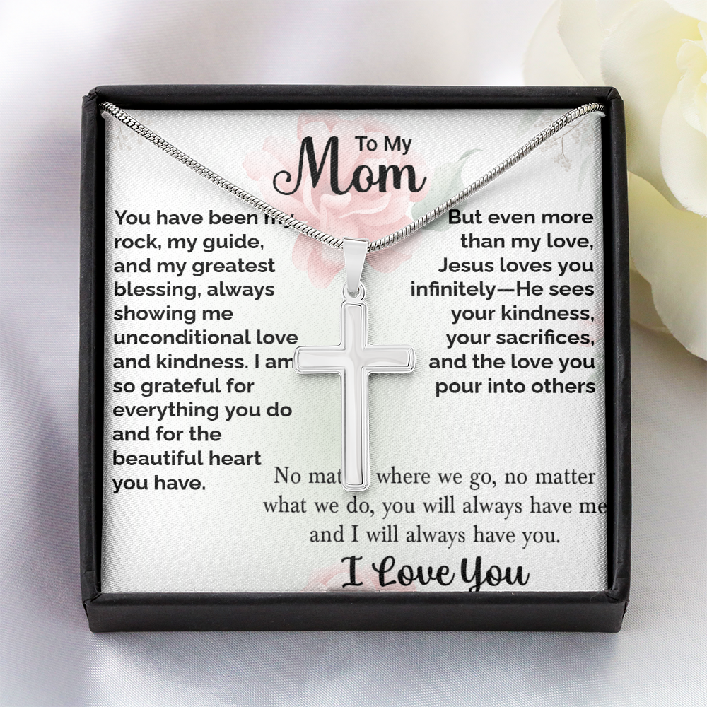 TO MY MOM - I LOVE YOU - CROSS NECKLACE GIFT SET