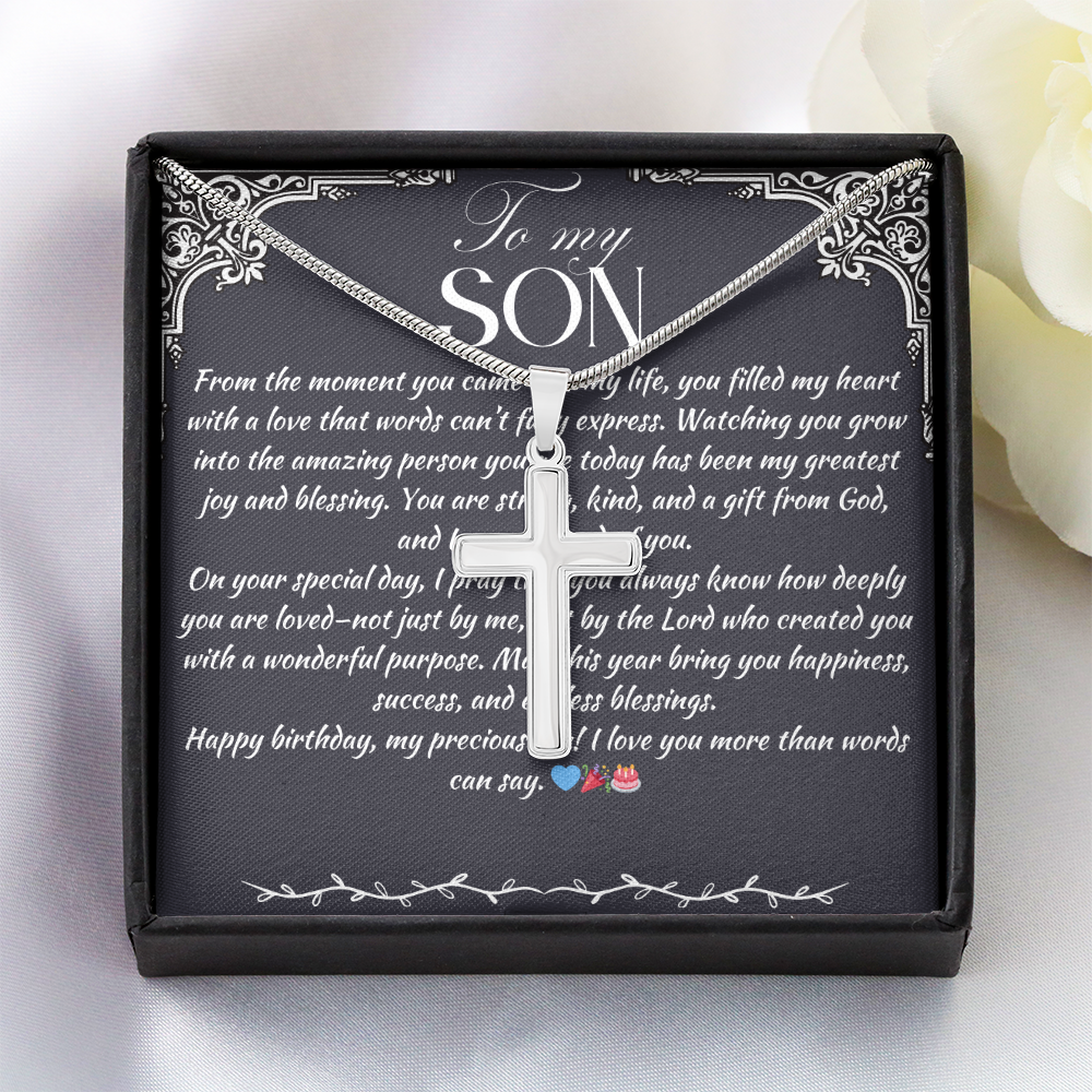 TO MY SON - HAPPY BIRTHDAY - CROSS NECKLACE GIFT SET