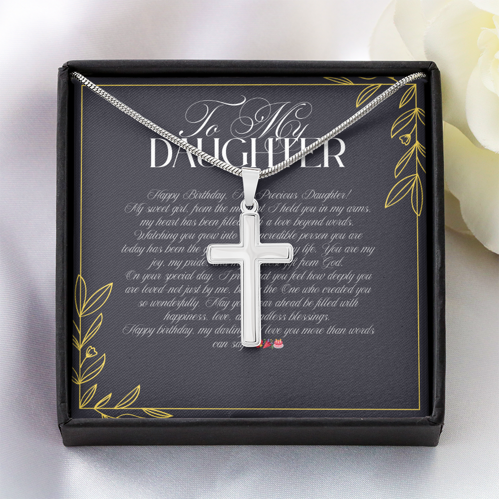 TO MY DAUGHTER - HAPPY BIRTHDAY - CROSS NECKLACE GIFT SET