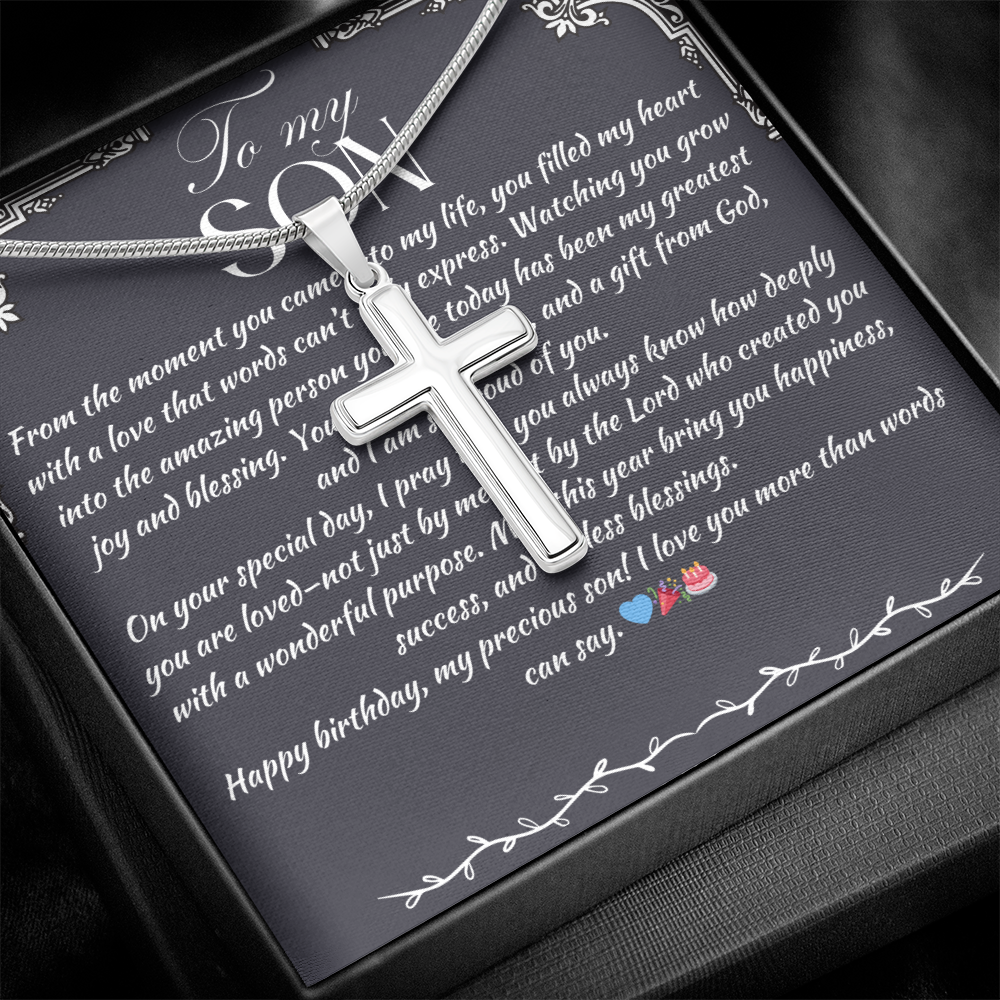 TO MY SON - HAPPY BIRTHDAY - CROSS NECKLACE GIFT SET