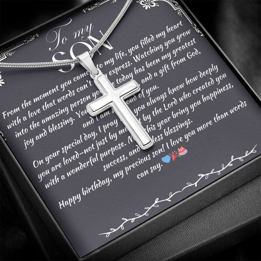 TO MY SON - HAPPY BIRTHDAY - CROSS NECKLACE GIFT SET