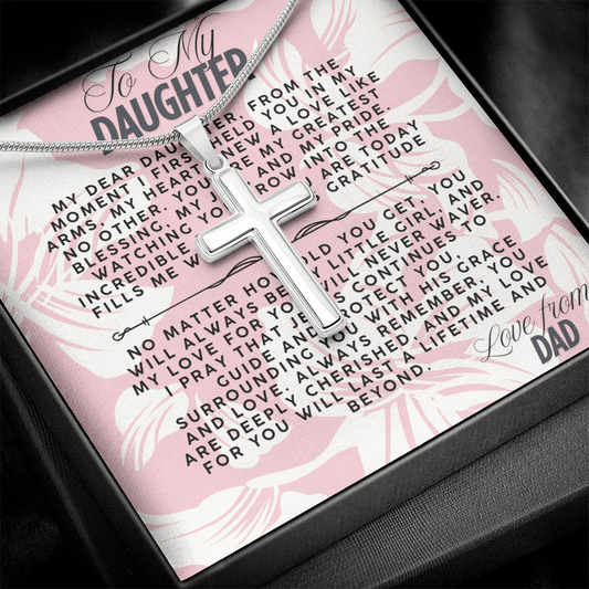 TO MY DAUGHTER - LOVE FROM DAD - CROSS NECKLACE GIFT SET