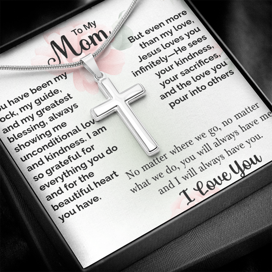 TO MY MOM - I LOVE YOU - CROSS NECKLACE GIFT SET