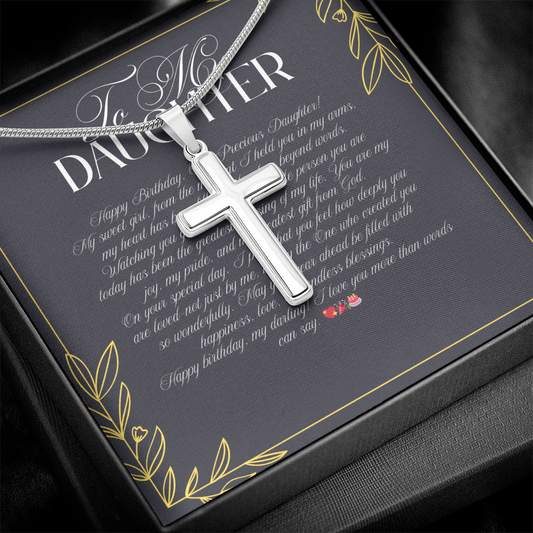 TO MY DAUGHTER - HAPPY BIRTHDAY - CROSS NECKLACE GIFT SET