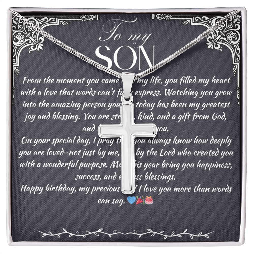 TO MY SON - HAPPY BIRTHDAY - CROSS NECKLACE GIFT SET