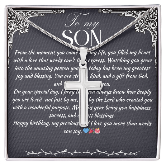 TO MY SON - HAPPY BIRTHDAY - CROSS NECKLACE GIFT SET