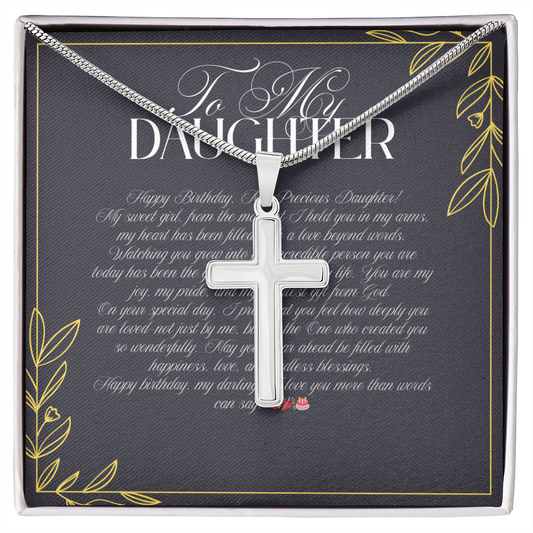 TO MY DAUGHTER - HAPPY BIRTHDAY - CROSS NECKLACE GIFT SET