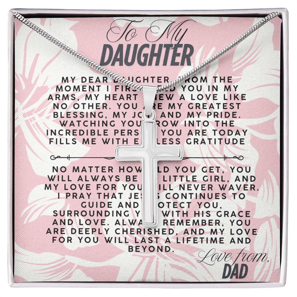 TO MY DAUGHTER - LOVE FROM DAD - CROSS NECKLACE GIFT SET