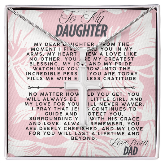 TO MY DAUGHTER - LOVE FROM DAD - CROSS NECKLACE GIFT SET