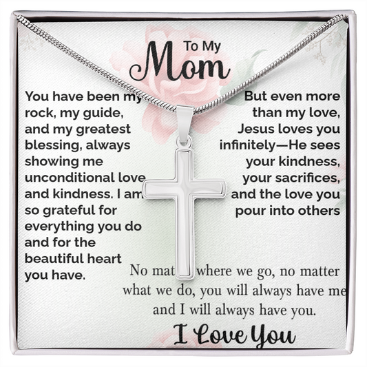 TO MY MOM - I LOVE YOU - CROSS NECKLACE GIFT SET