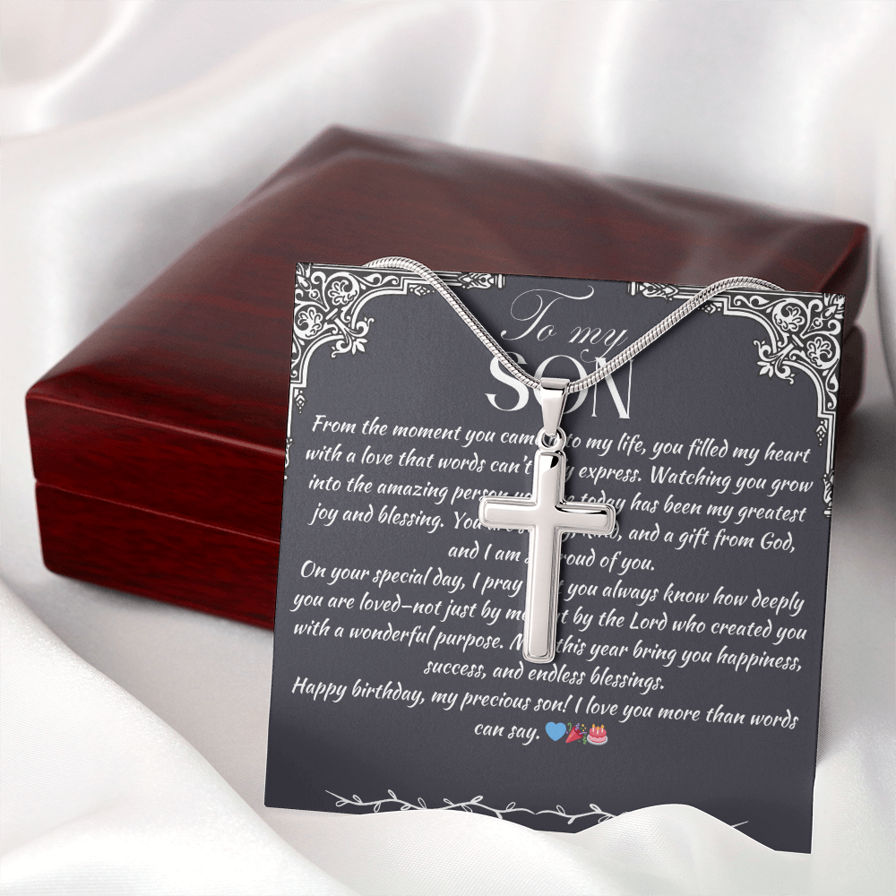 TO MY SON - HAPPY BIRTHDAY - CROSS NECKLACE GIFT SET