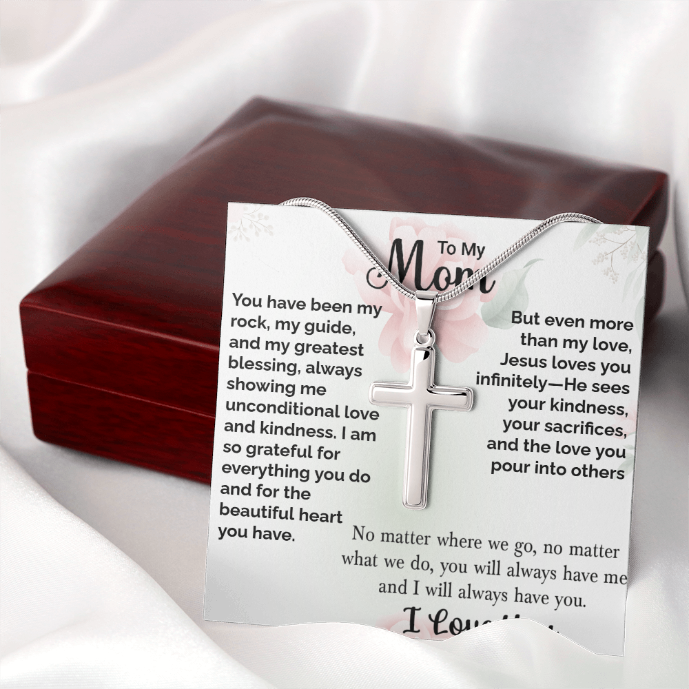 TO MY MOM - I LOVE YOU - CROSS NECKLACE GIFT SET