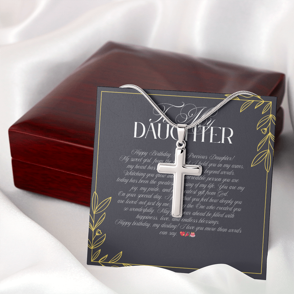 TO MY DAUGHTER - HAPPY BIRTHDAY - CROSS NECKLACE GIFT SET