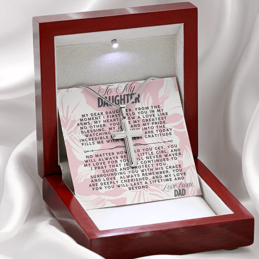 TO MY DAUGHTER - LOVE FROM DAD - CROSS NECKLACE GIFT SET