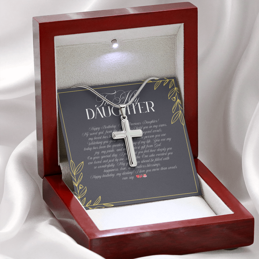 TO MY DAUGHTER - HAPPY BIRTHDAY - CROSS NECKLACE GIFT SET