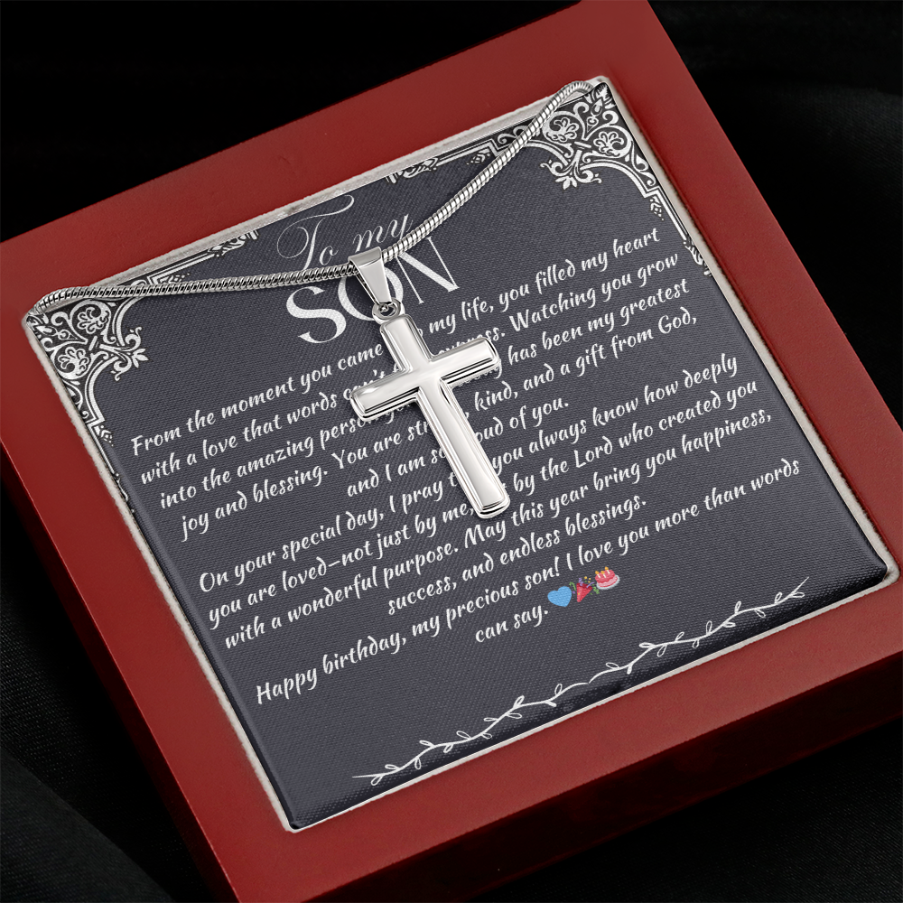 TO MY SON - HAPPY BIRTHDAY - CROSS NECKLACE GIFT SET
