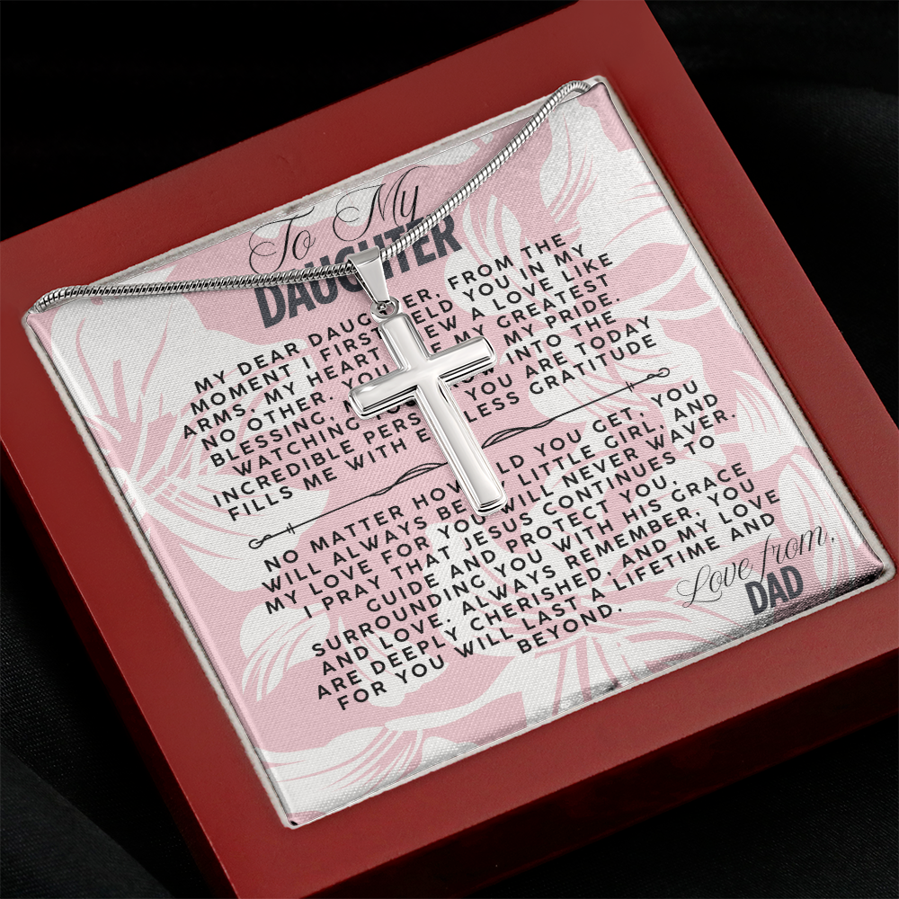 TO MY DAUGHTER - LOVE FROM DAD - CROSS NECKLACE GIFT SET