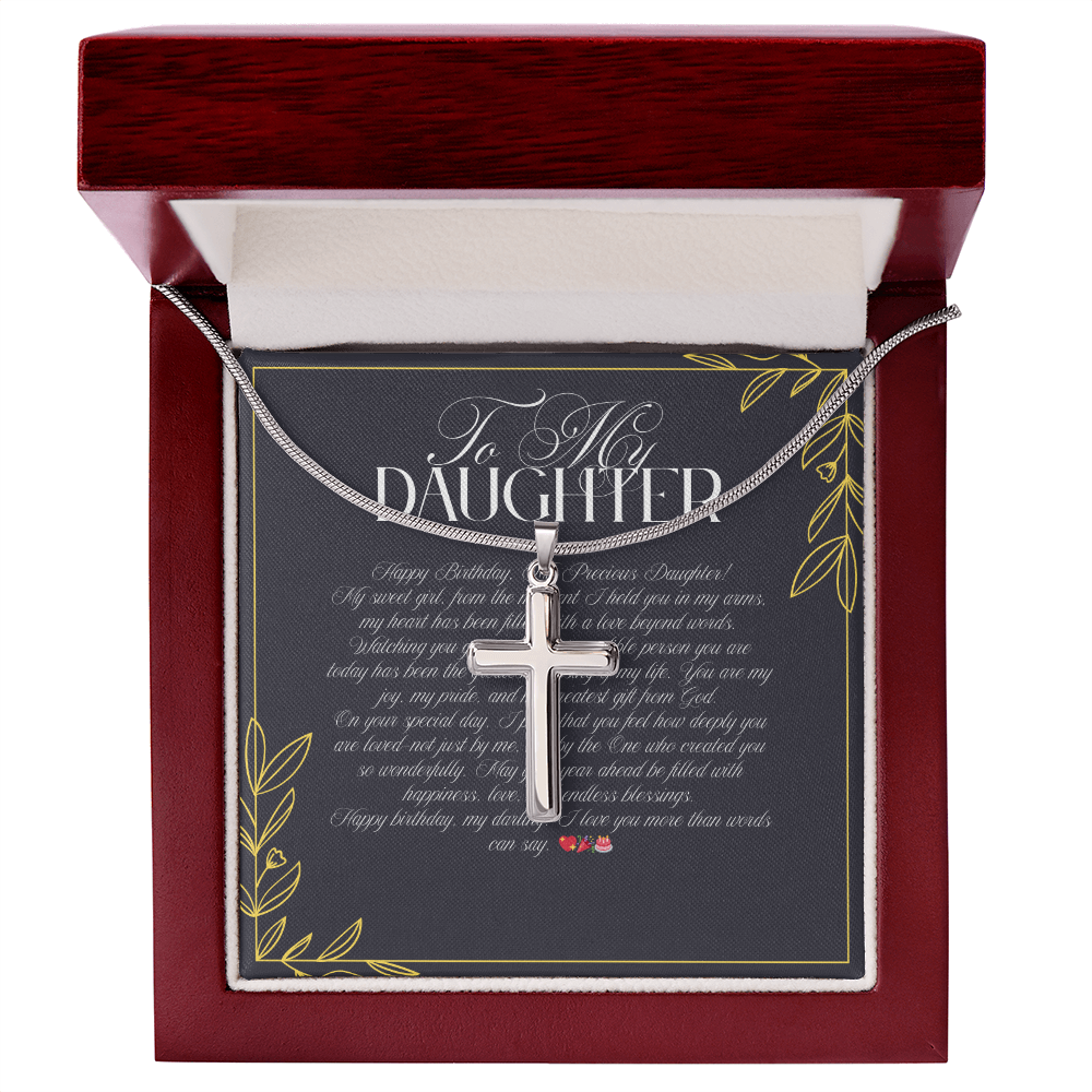 TO MY DAUGHTER - HAPPY BIRTHDAY - CROSS NECKLACE GIFT SET