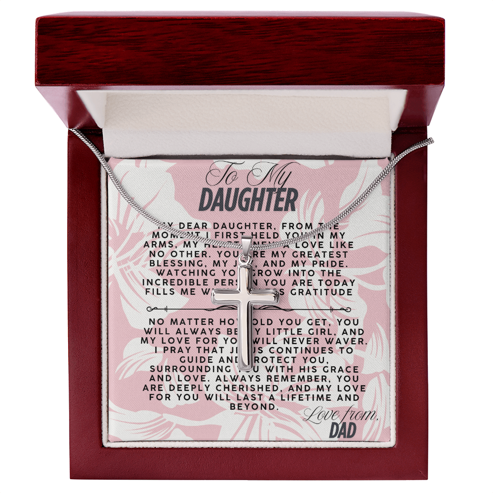 TO MY DAUGHTER - LOVE FROM DAD - CROSS NECKLACE GIFT SET