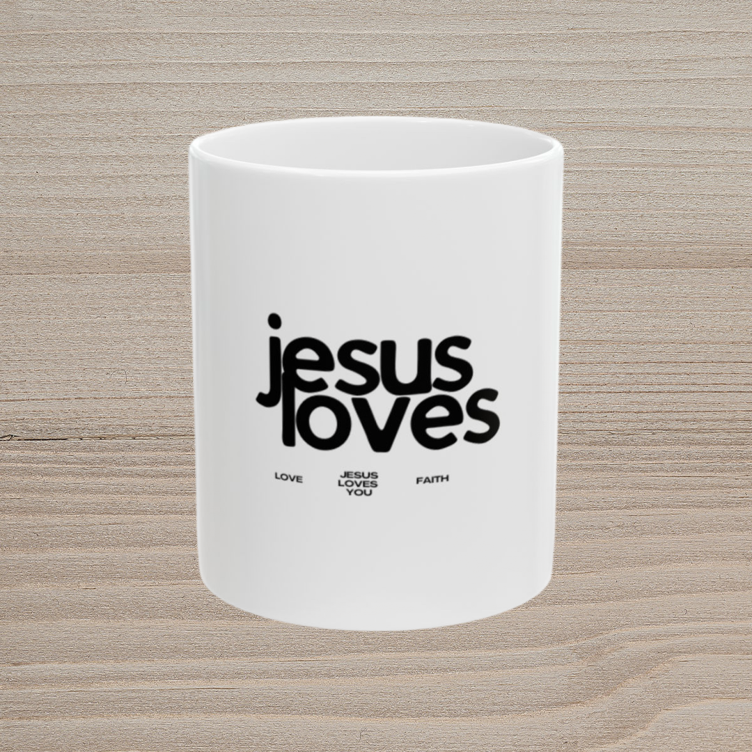 JESUS LOVES - WHITE MUG