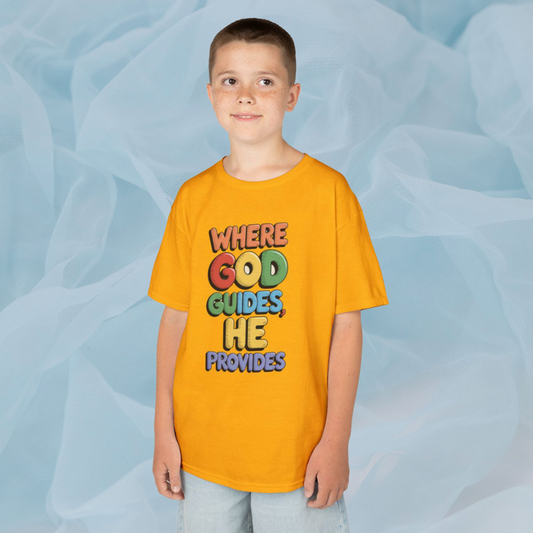 WHERE GOD GUIDES HE PROVIDES - KIDS TEE