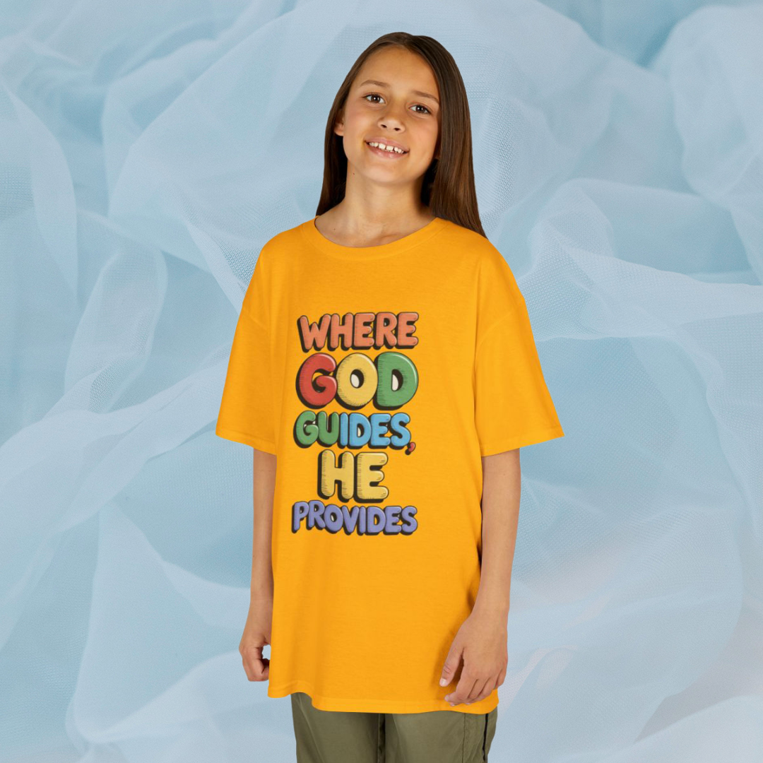 WHERE GOD GUIDES HE PROVIDES - KIDS TEE
